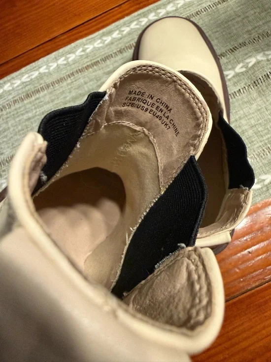 UO Urban Outfitters Cream & Brown Dana Short Chelsea Boot Chunky Platform - 9 - Picture 10 of 11